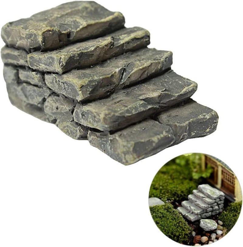 Wentoenapp Miniature Resin Bridge Stair Stone Straight Bridge Stairs Steps Garden Fairy Ornament Micro Landscaping Decor Bonsai Craft Straight Stairs Outdoor, Garden Sculptures and Statues, Decorations - Image 1